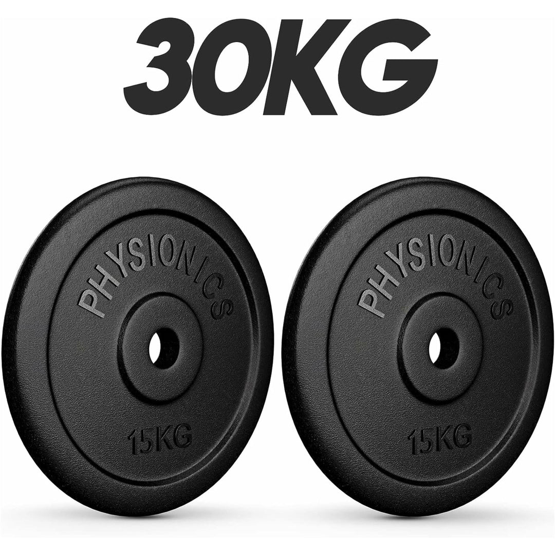 Set discuri fonta, negru, 30mm, 2 x 15kg Physionics - Gorilla Sports Ro