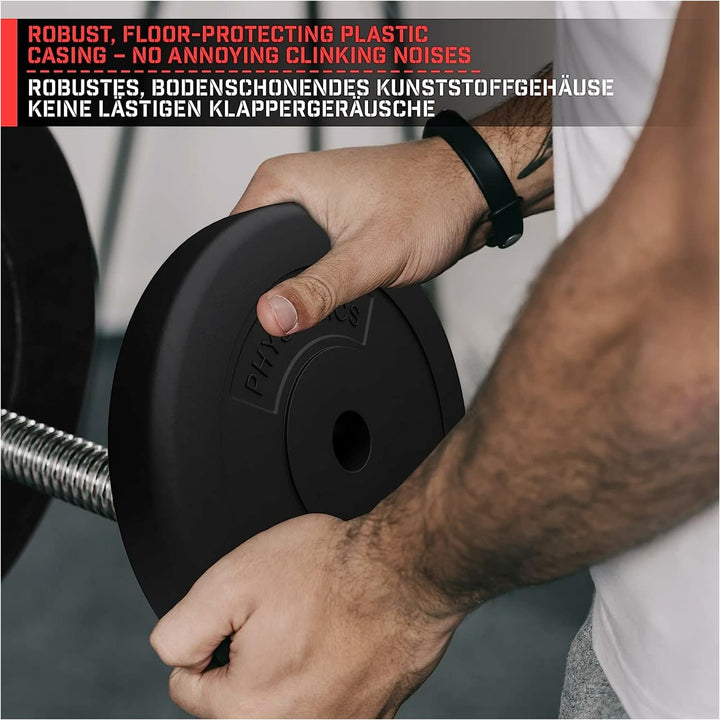 Set discuri de plastic, umplute cu ciment, 2 x 10kg, Physionics - Gorilla Sports Ro