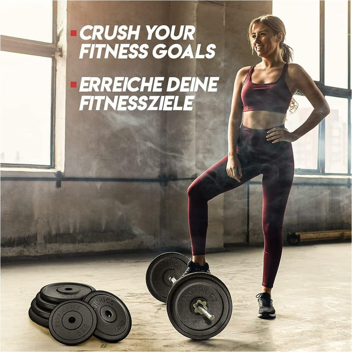 Set discuri fonta, negru, 30mm, 2 x 15kg Physionics - Gorilla Sports Ro