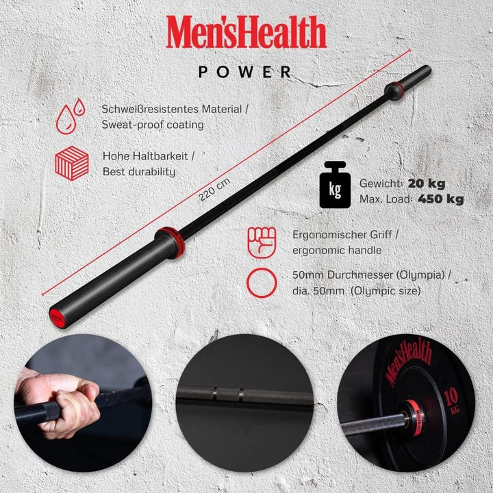 Bară olimpică, 50/51 mm, neagră, Lukadora