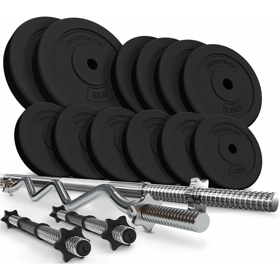 Set complete 2 bare + 2 gantere si discuri, 75kg, Physionics - Gorilla Sports Ro