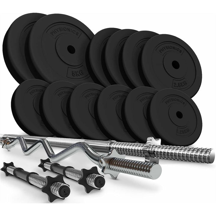 Set complete 2 bare + 2 gantere si discuri, 75kg, Physionics - Gorilla Sports Ro