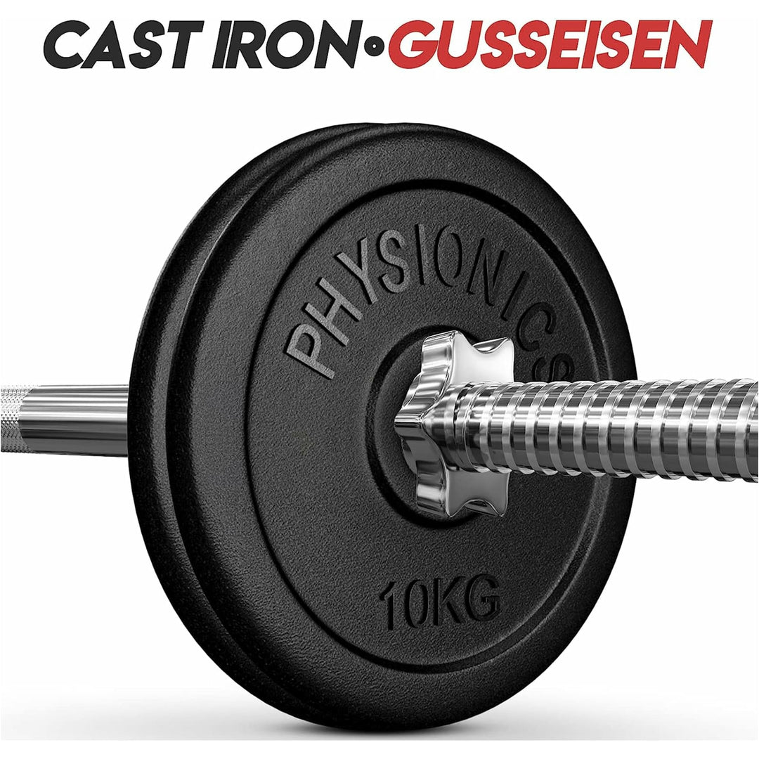 Set discuri fonta, negru, 30mm, 2 x 10kg Physionics - Gorilla Sports Ro