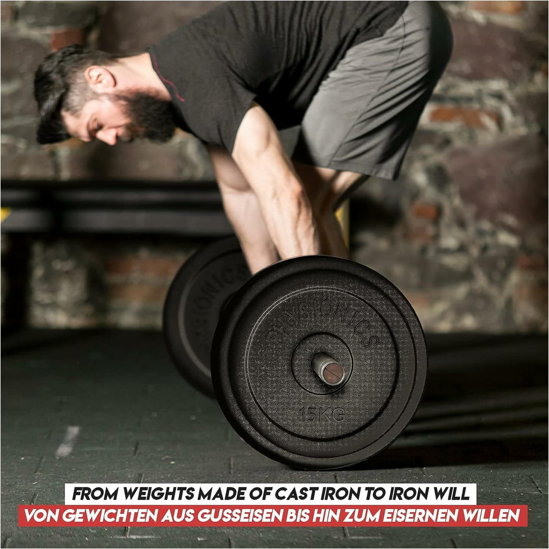 Set discuri fonta, negru, 30mm, 2 x 15kg Physionics - Gorilla Sports Ro