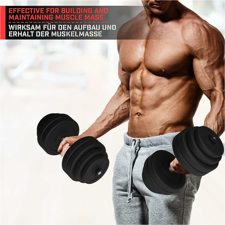 Set discuri de plastic, umplute cu ciment, 2 x 10kg, Physionics - Gorilla Sports Ro