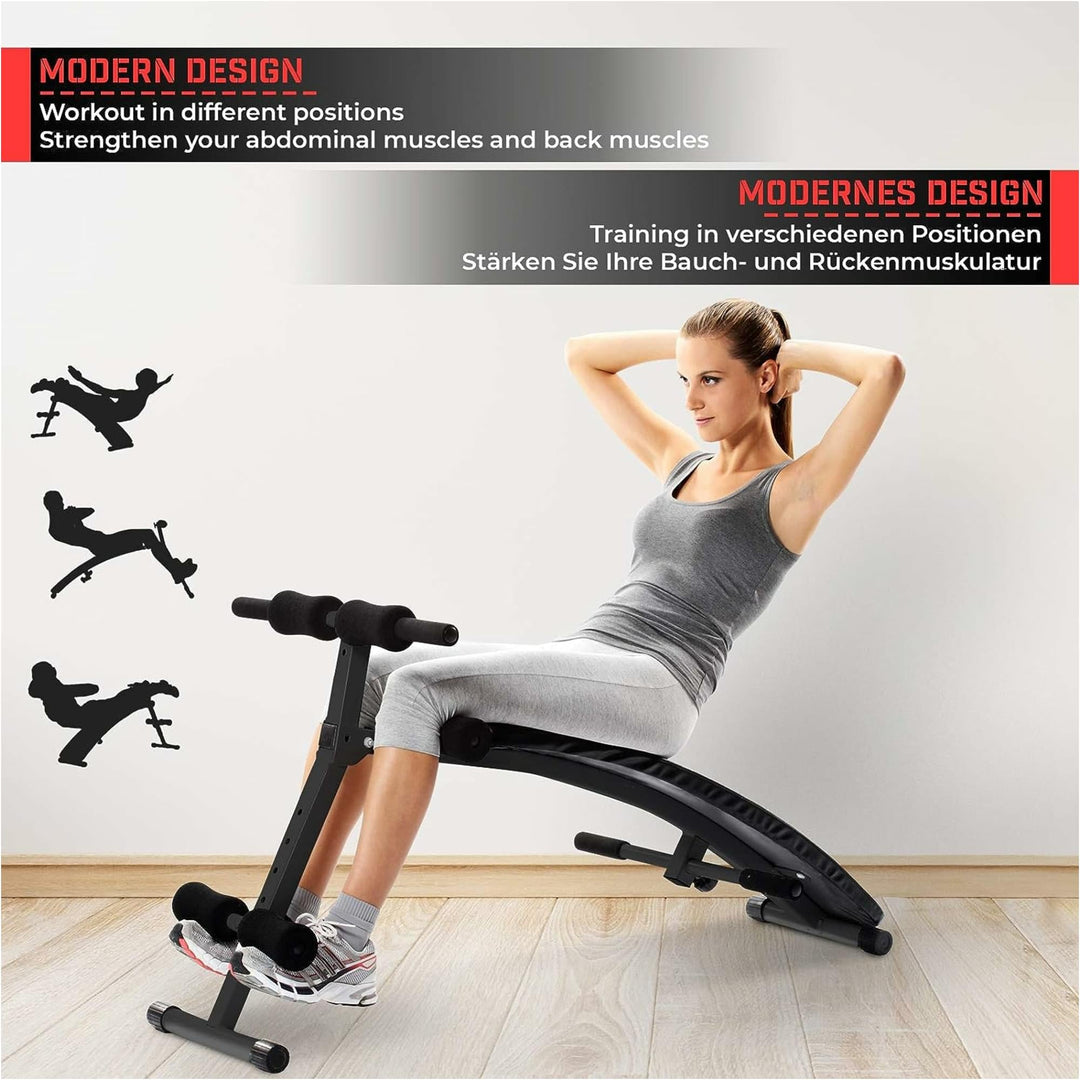 Banca abdomene pliabila, neagra, reglabila, Physionics - Gorilla Sports Ro