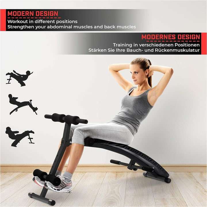 Banca abdomene pliabila, neagra, reglabila, Physionics - Gorilla Sports Ro