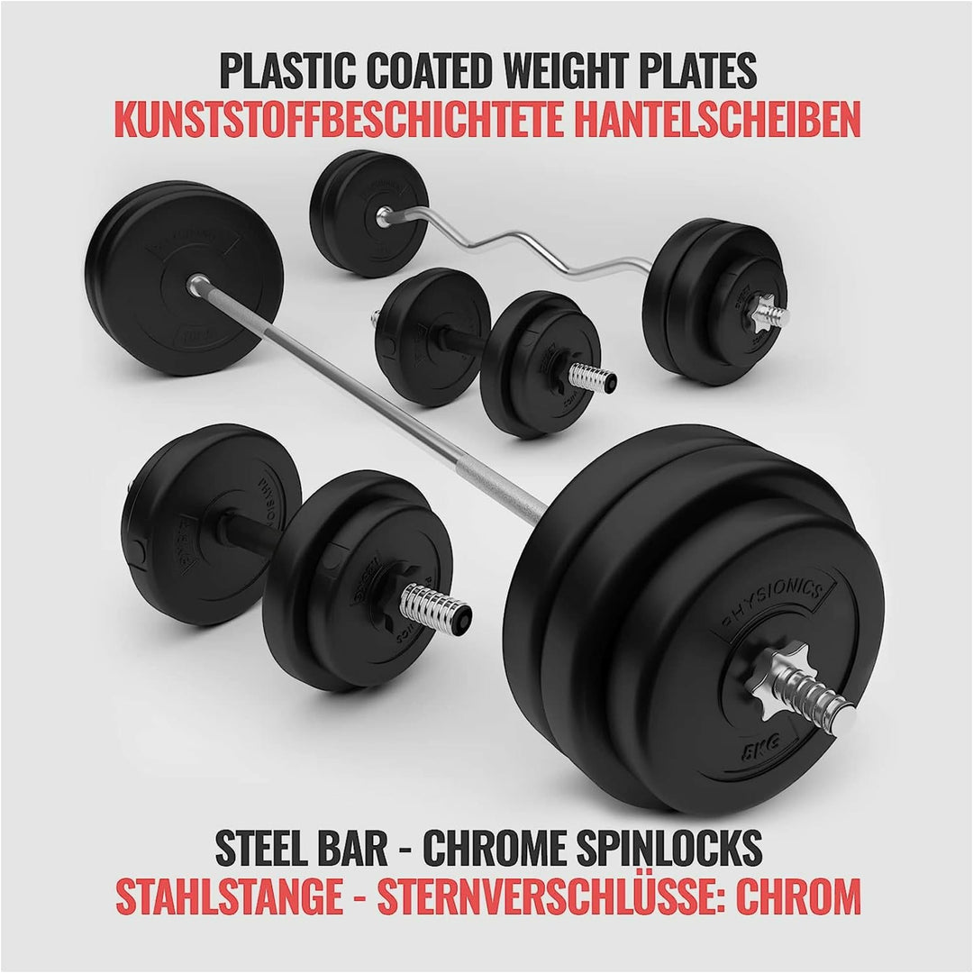 Set complete 2 bare + 2 gantere si discuri, 105kg, Physionics - Gorilla Sports Ro