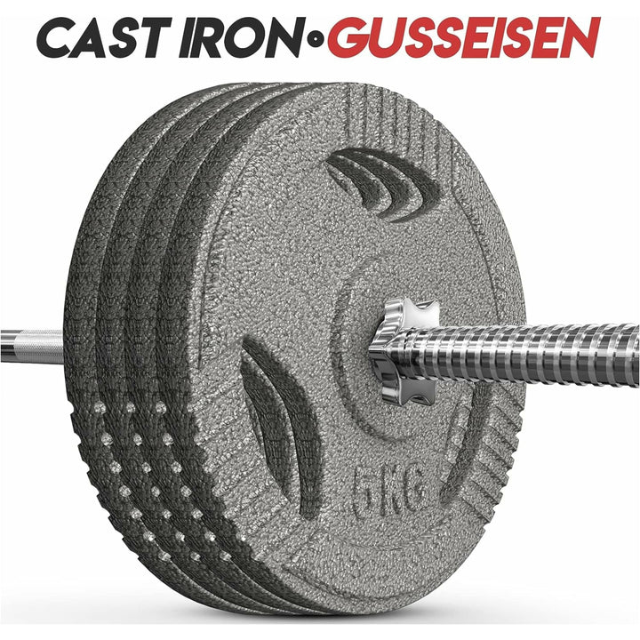 Set discuri fonta cu maner, 4 x 5kg, 30mm, Physionics - Gorilla Sports Ro