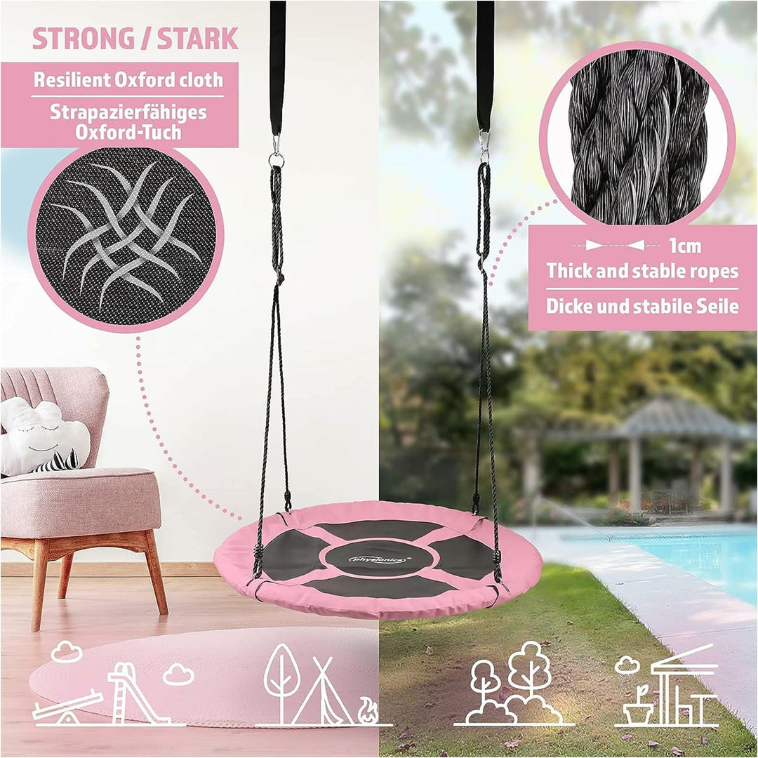 Leagan pentru copii si adulti, roz, interior/exterior, diametru 100 cm, Physionics - Gorilla Sports Ro