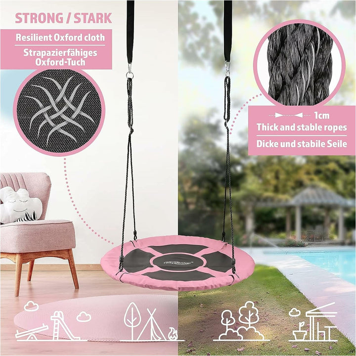 Leagan pentru copii si adulti, roz, interior/exterior, diametru 100 cm, Physionics - Gorilla Sports Ro