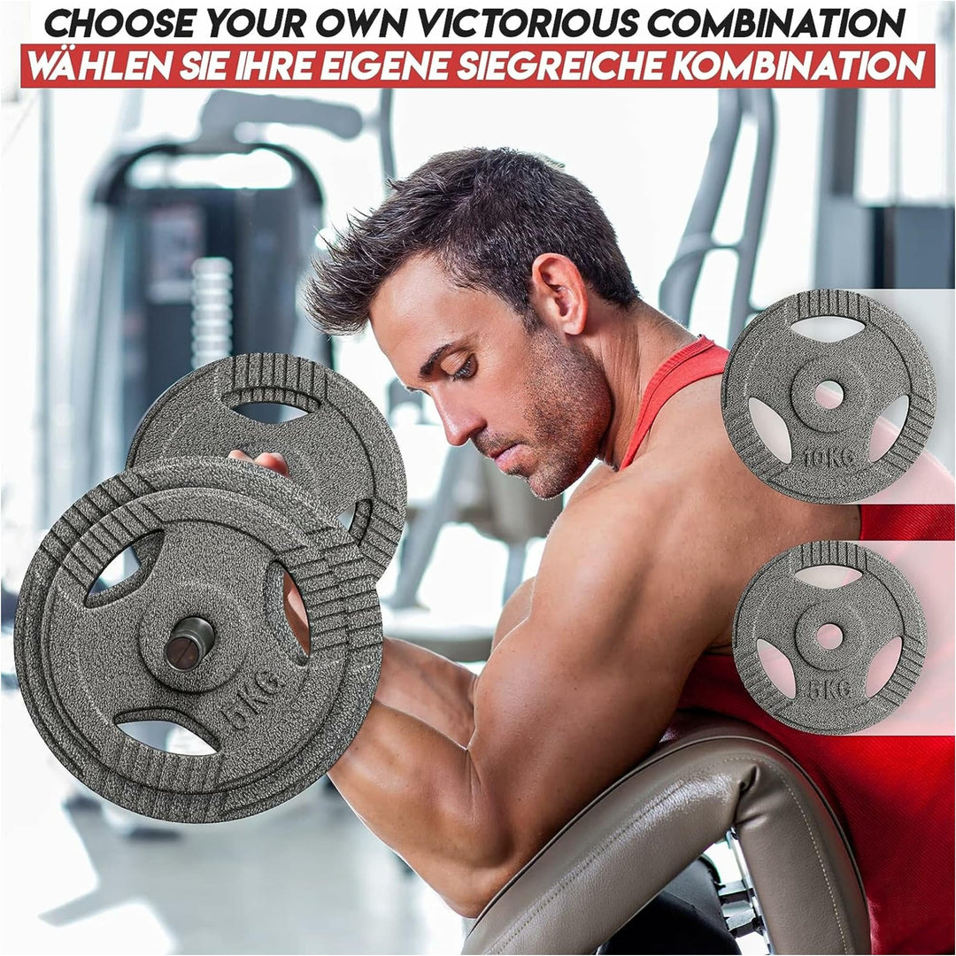 Set discuri fonta cu maner, 1 x 5kg, 30mm, Physionics - Gorilla Sports Ro