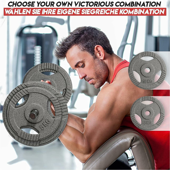 Set discuri fonta cu maner, 2 x 5kg, 30mm, Physionics - Gorilla Sports Ro