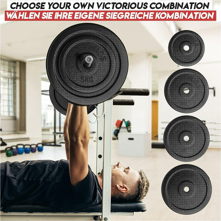 Set discuri fonta, negru, 30mm, 2 x 20kg Physionics - Gorilla Sports Ro