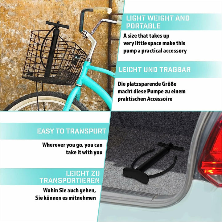 Pompa de aer, portabila, cu manometru, Physionics - Gorilla Sports Ro