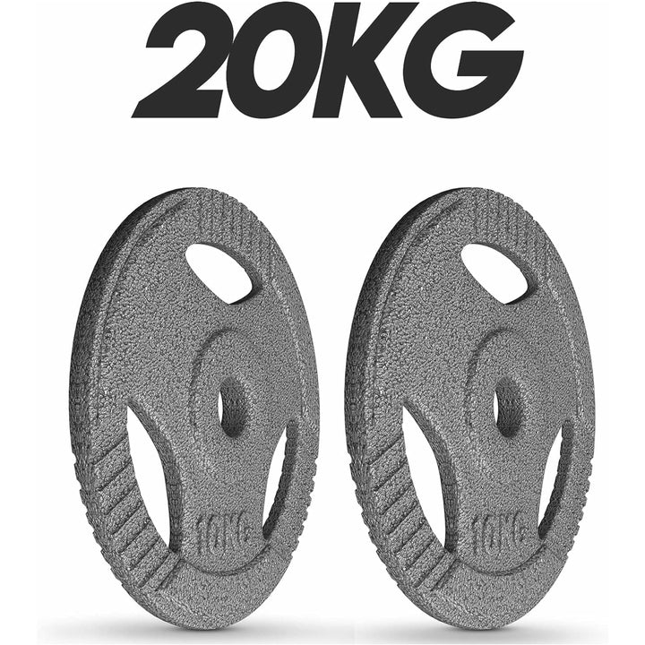 Set discuri fonta cu maner, 2 x 10kg, 30mm, Physionics - Gorilla Sports Ro