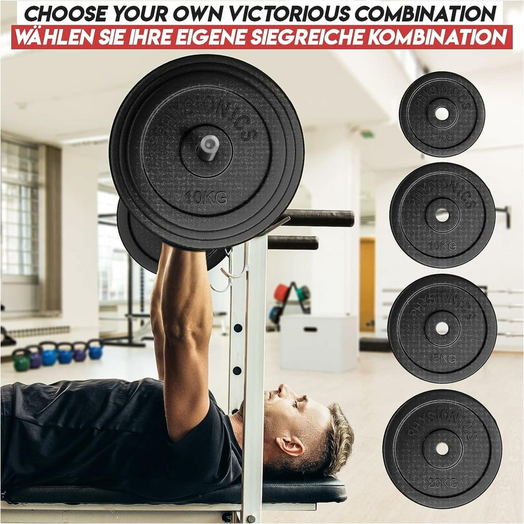 Set discuri fonta, negru, 30mm, 2 x 10kg Physionics - Gorilla Sports Ro