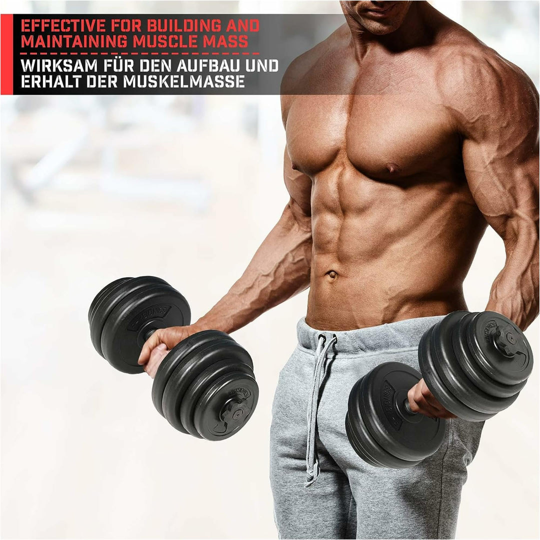 Set discuri din plastic umplute cu cimnet, 2 x 5kg, Physionics - Gorilla Sports Ro