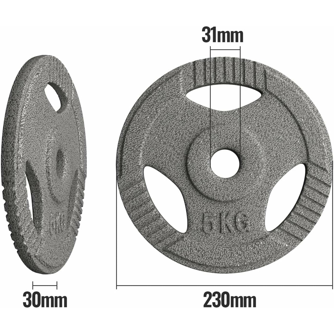 Set discuri fonta cu maner, 4 x 5kg, 30mm, Physionics - Gorilla Sports Ro