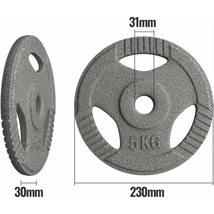 Set discuri fonta cu maner, 4 x 5kg, 30mm, Physionics - Gorilla Sports Ro