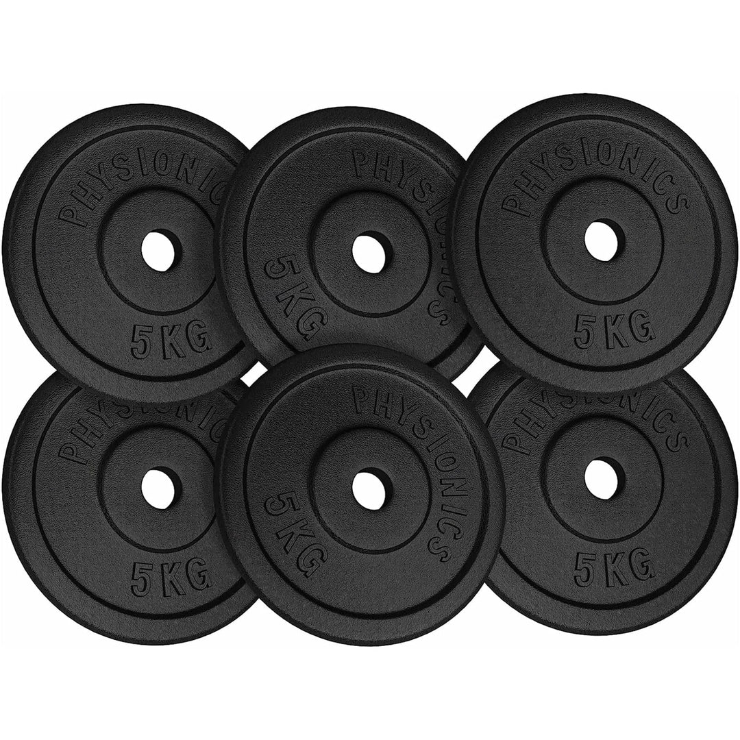 Set discuri fonta, negru, 30mm, 6 x 5kg Physionics - Gorilla Sports Ro