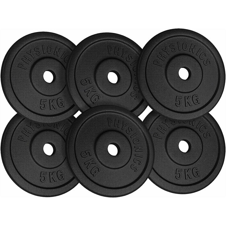 Set discuri fonta, negru, 30mm, 6 x 5kg Physionics - Gorilla Sports Ro