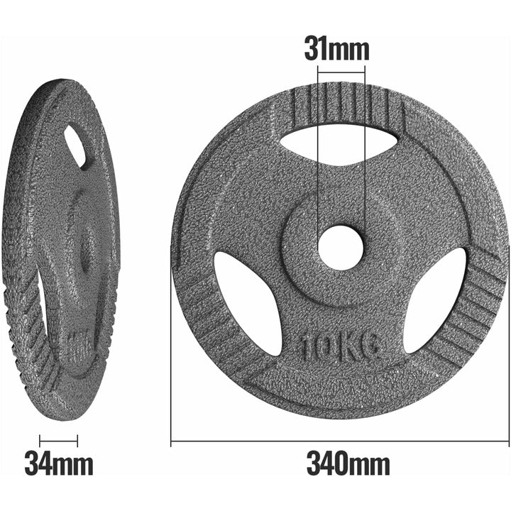 Set discuri fonta cu maner, 2 x 10kg, 30mm, Physionics - Gorilla Sports Ro