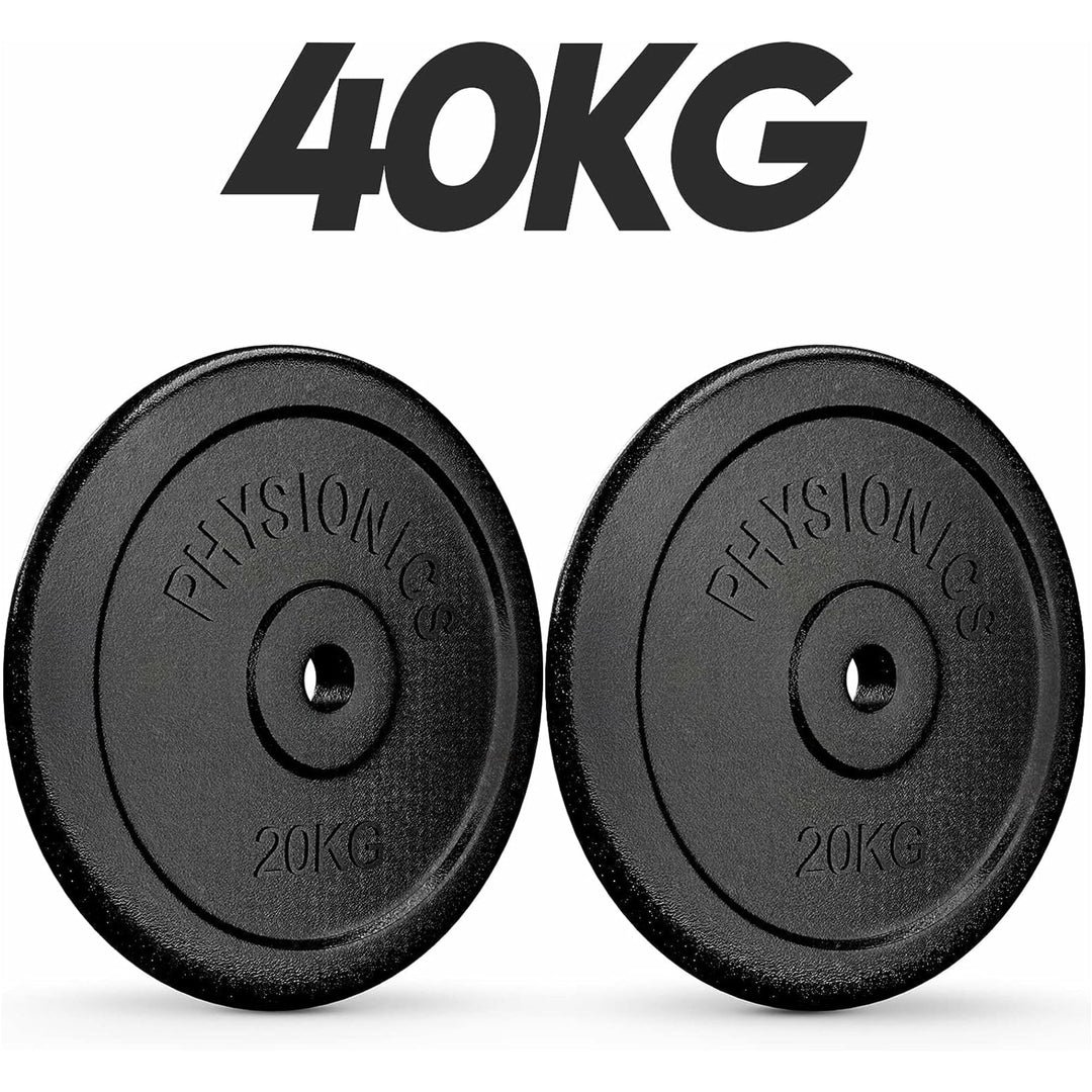 Set discuri fonta, negru, 30mm, 2 x 20kg Physionics - Gorilla Sports Ro
