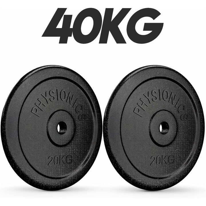 Set discuri fonta, negru, 30mm, 2 x 20kg Physionics - Gorilla Sports Ro