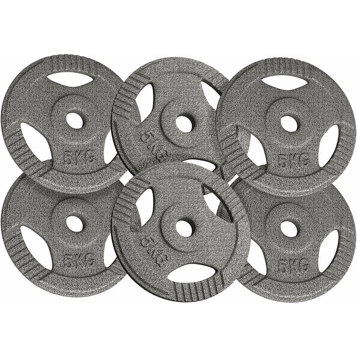 Set discuri fonta cu maner, 6 x 5kg, 30mm, Physionics - Gorilla Sports Ro