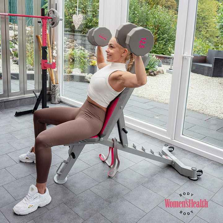 Bancă înclinată reglabilă – roz/gri, Lukadora