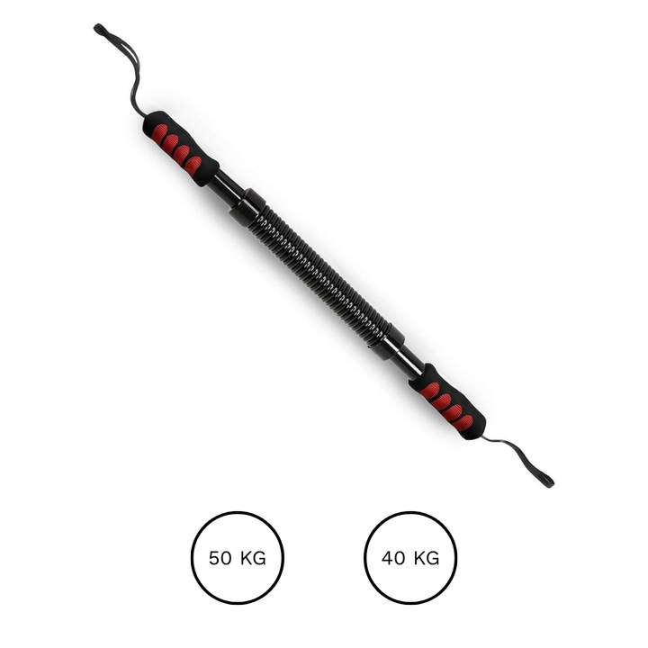 Flexor fitness Physionics®, din otel/cauciuc, negru, 68/4,1 cm, 40-50 kg