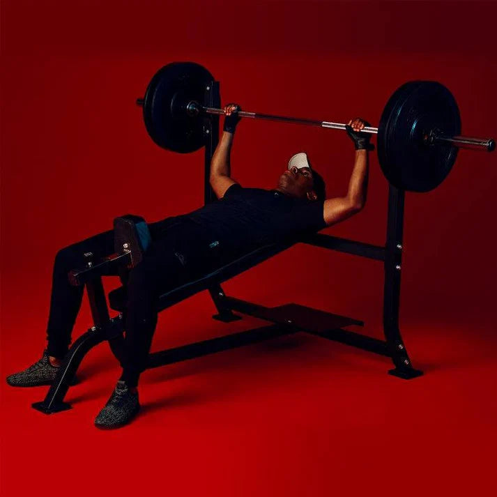 Banca fixa inclinata cu suport, negru Gorilla Sports