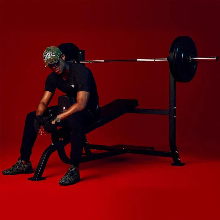 Banca fixa inclinata cu suport, negru Gorilla Sports