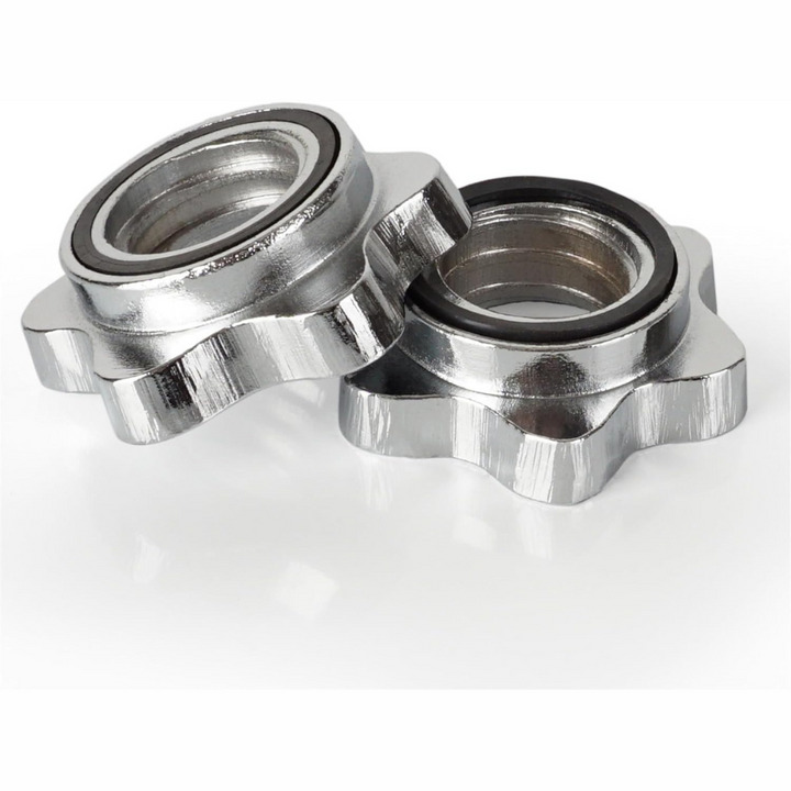 Bara de haltere de 180 cm, 30mm, pana la 120 kg, otel, crom, blocare cu stea ScSports