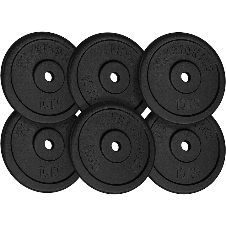 Set discuri fonta, negru, 30mm, 10-120 Kg PHYSIONICS