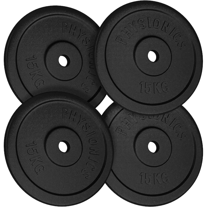 Set discuri fonta, negru, 30mm, 10-120 Kg PHYSIONICS
