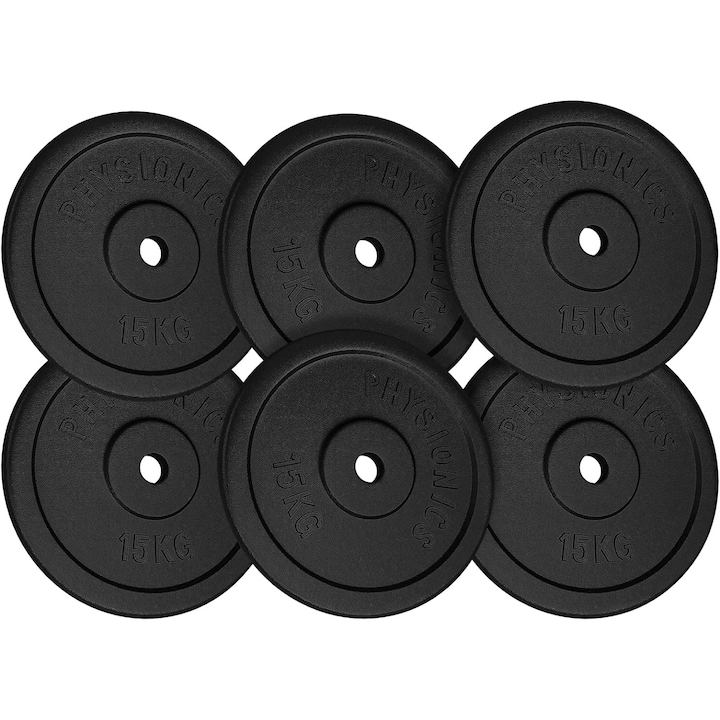 Set discuri fonta, negru, 30mm, 10-120 Kg PHYSIONICS