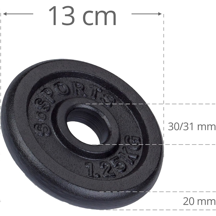 Set de gantere 20 kg, otel, 30/31 mm, discuri din fonta ScSports