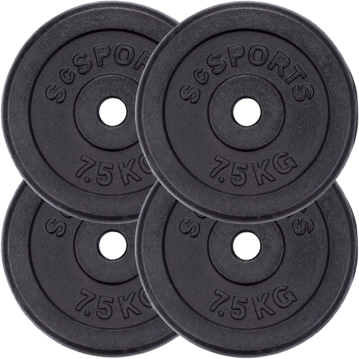 Set discuri fonta, negru, 30mm, 10-120 Kg PHYSIONICS