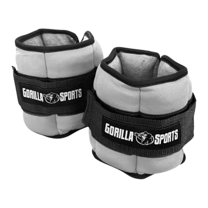 Greutati pentru incheietura mana/glezna reglabile 0, 45 - 2, 25 kg, gri, Gorilla Sports
