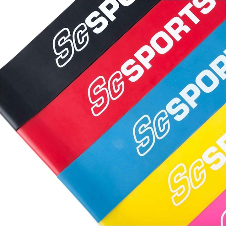 Benzi de fitness 500 x 50 mm ca set complet în diferite culori și rezistențe ScSports