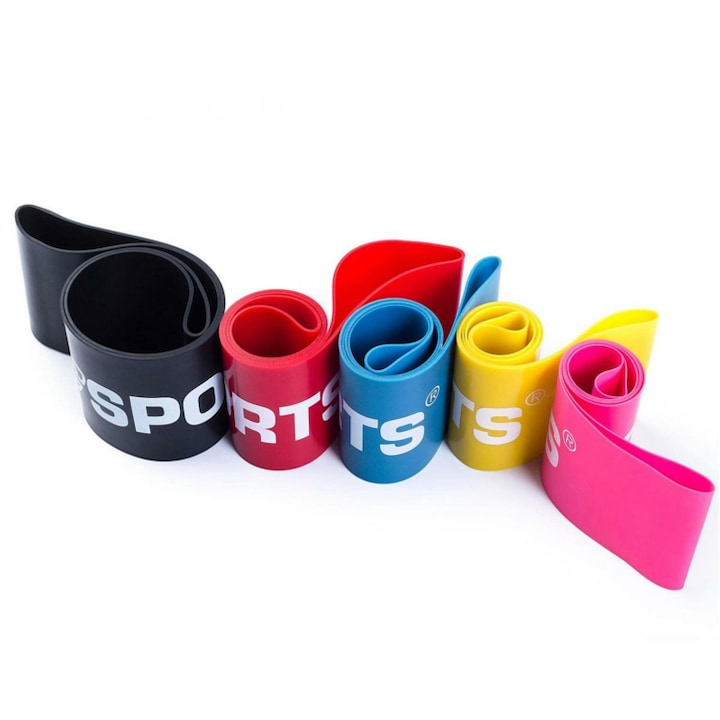 Benzi de fitness 500 x 50 mm ca set complet în diferite culori și rezistențe ScSports