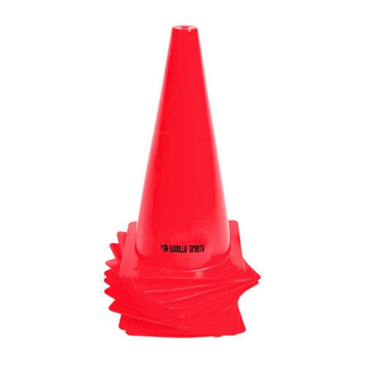 Set de 10 conuri, Gorilla Sports, Multiple Culori,  1- 30 cm