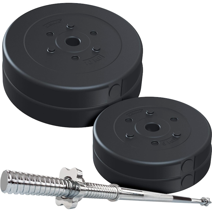 Set de haltere 30 kg, bara de haltere, 120/160 cm, 30/31 mm, discuri de greutate, fonta ScSports