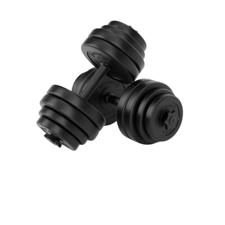 Set de gantere, 30 kg, 2 x 15 kg, negru, Physionics