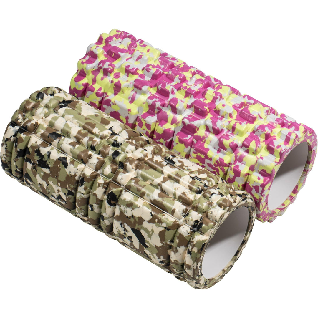 Rolă de masaj din spumă 33 cm verde/camo și roz/camo - Gorilla Sports Ro