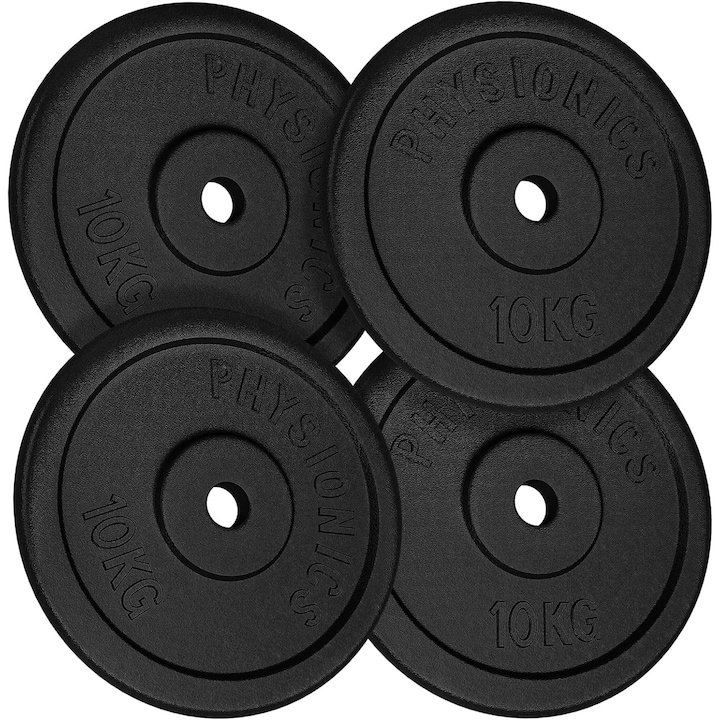 Set discuri fonta, negru, 30mm, 10-120 Kg PHYSIONICS