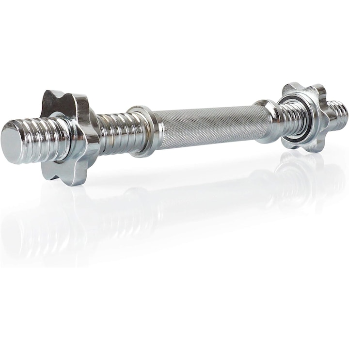 Set de discuri cu greutate si 2 bare de gantere, 25 KG (8 x 2.5 kg + 4 x 1.25 kg), 30/31 mm, fonta, blocare cu stea ScSports