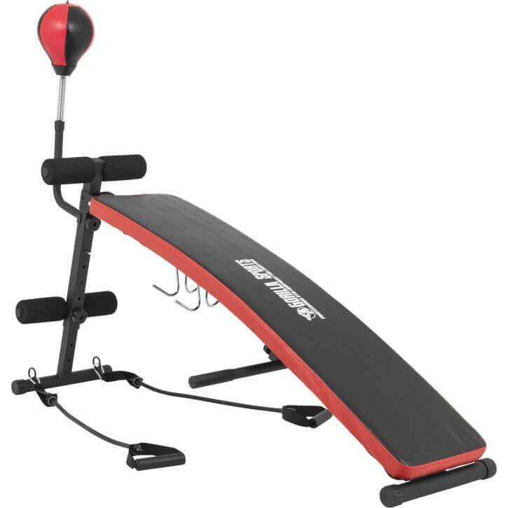 Bancă înclinată pentru abdomene, reglabilă cu sac de box integrat - Gorilla Sports Ro